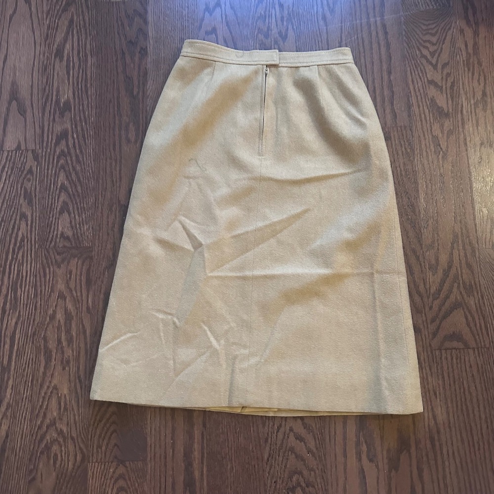Dalton Vintage Camel Tan Wool Blend A-Line Midi Skirt Size 8 High Waisted Lined